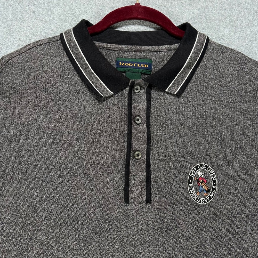 Izod Club Polo 1999 U.S. Open Pinehurst No. 2 Mens XL Gray Golf Sporty Vintage
